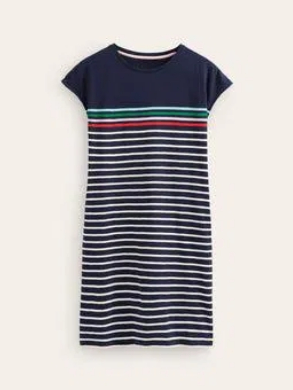 BODEN Leah Jersey T-Shirt Dress, Navy Stripe, Size 16-18L